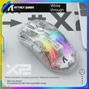 Attack Shark X2 Беспроводная трехрежимная прозрачная мышь Bluetooth, бесшумная игровая мышь с пятью FDI Для компьютера Mac для геймеров, занимающихся киберспортом
