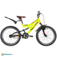 Велосипед NOVATRACK 20" SHARK, салатовый, сталь, 1-скор, Falcon