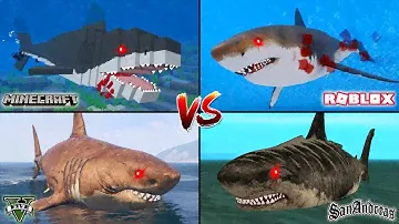 MINECRAFT MEGALODON VS ROBLOX MEGALODON VS GTA 5 MEGALODON VS GTA SA MEGALODON - WHO IS BEST?